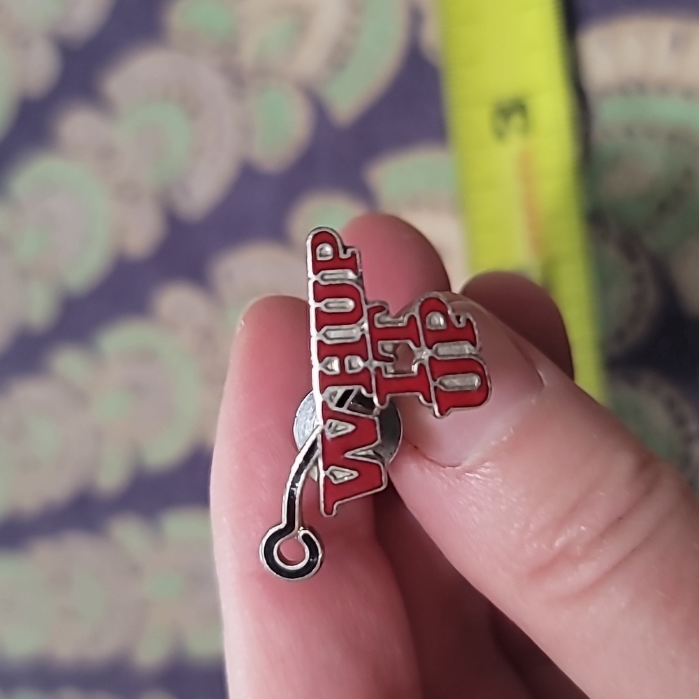 Vintage Whup It Up Enamel Lapel Pin!